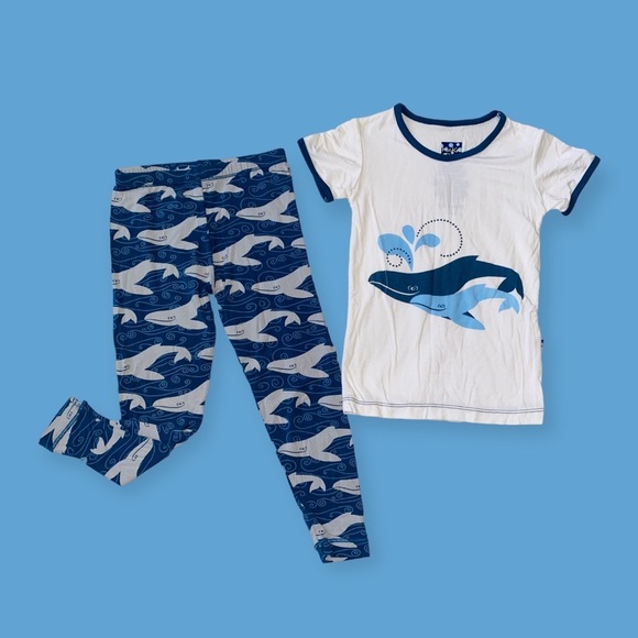 🐋🐳Kickee Pants 3T Blue & White Whale Coord Set in Excellent Condition. - Picture 1 of 5